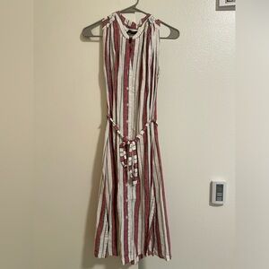Banana Republic Red and White Striped Midi Dress